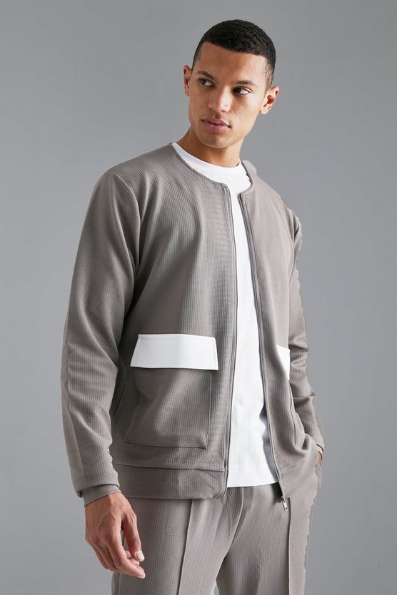 Tall strukturierte Jersey-Bomberjacke