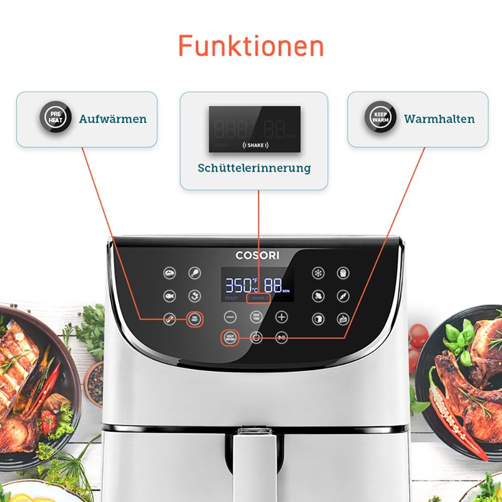 Cosori Heißluftfritteuse - Premium 5.5L XXL Heißluftfritteusen-Set, 1700 W