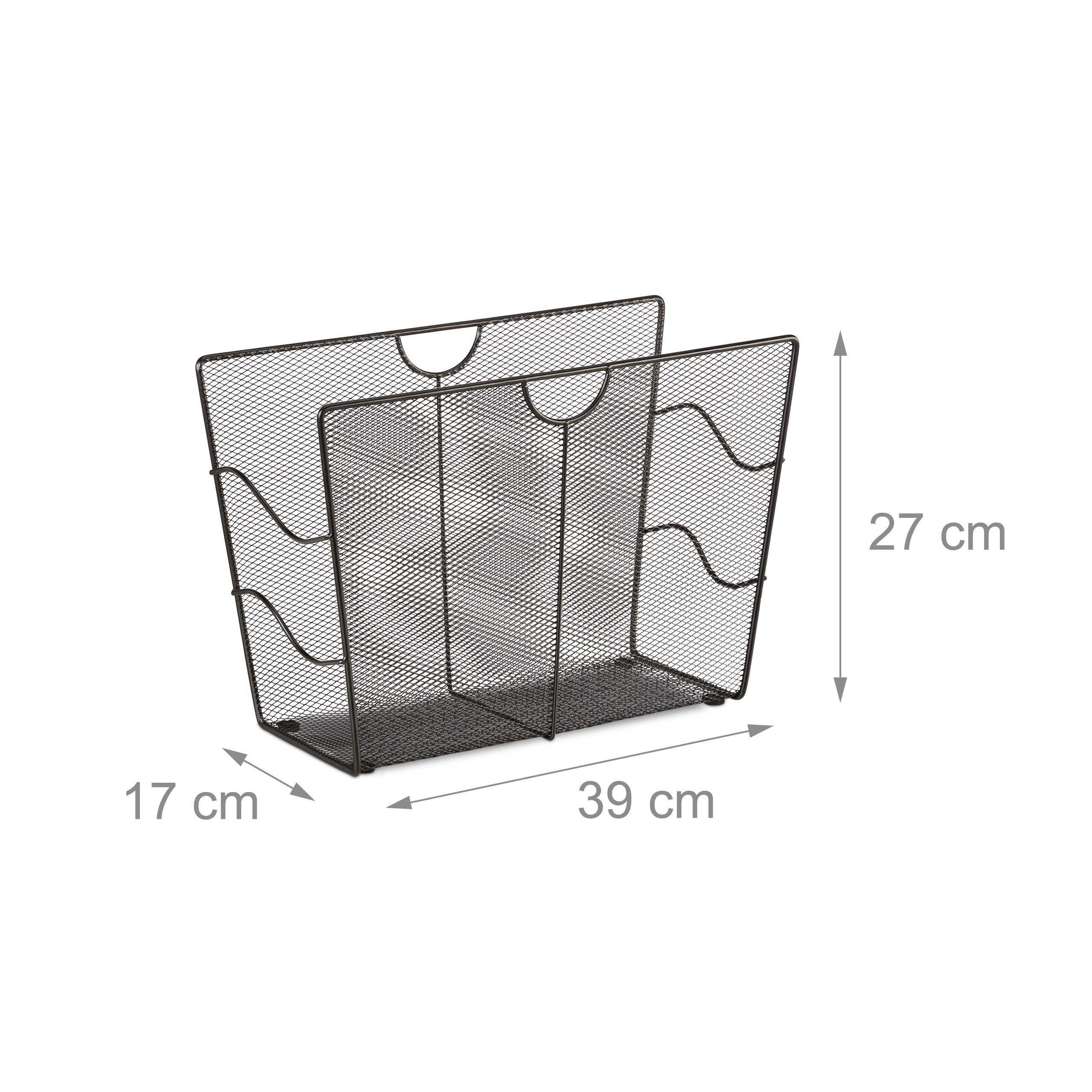 relaxdays Zeitungsständer Zeitungsständer Mesh, Schwarz