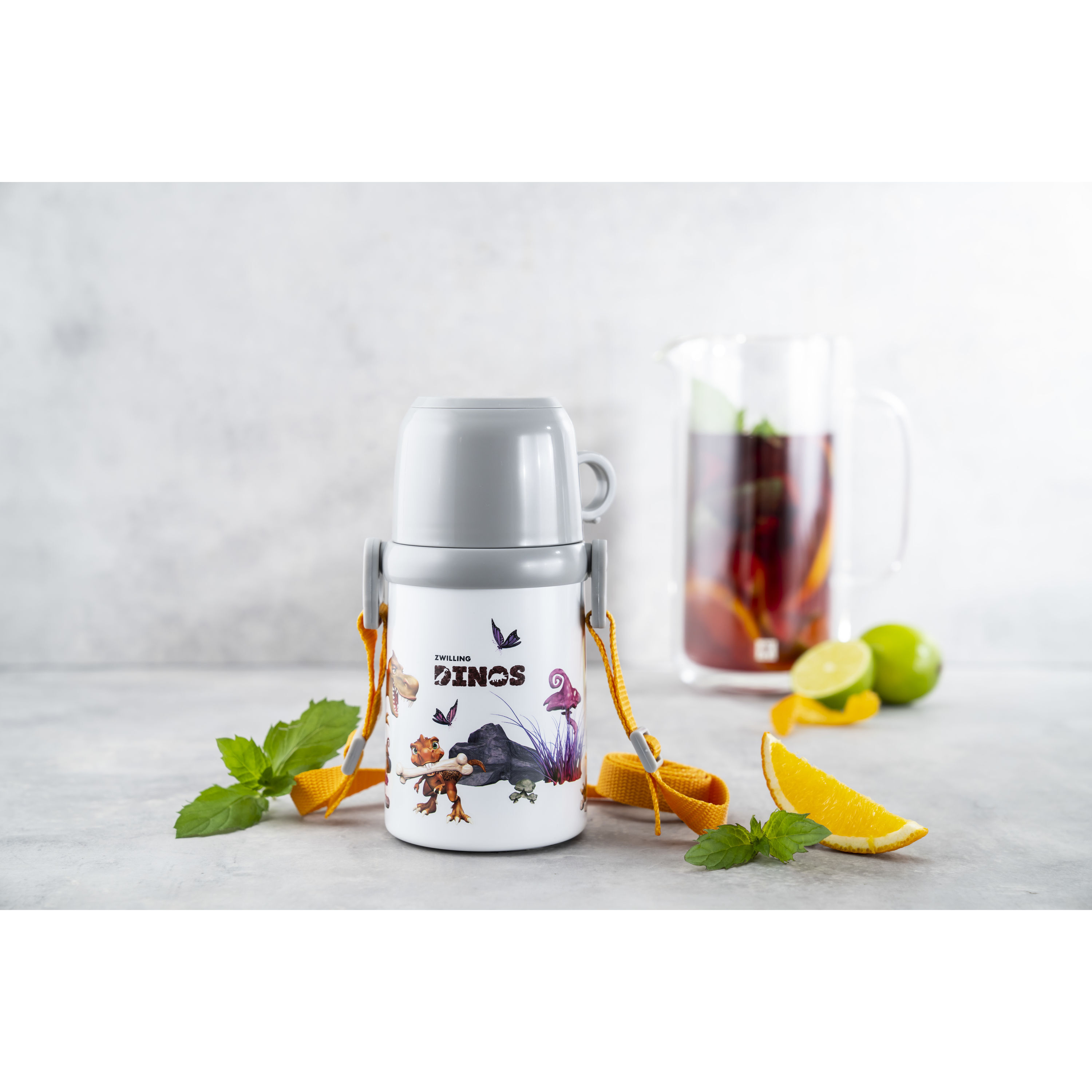 Thermoflasche, 380 ml, Edelstahl, Weiß-grau