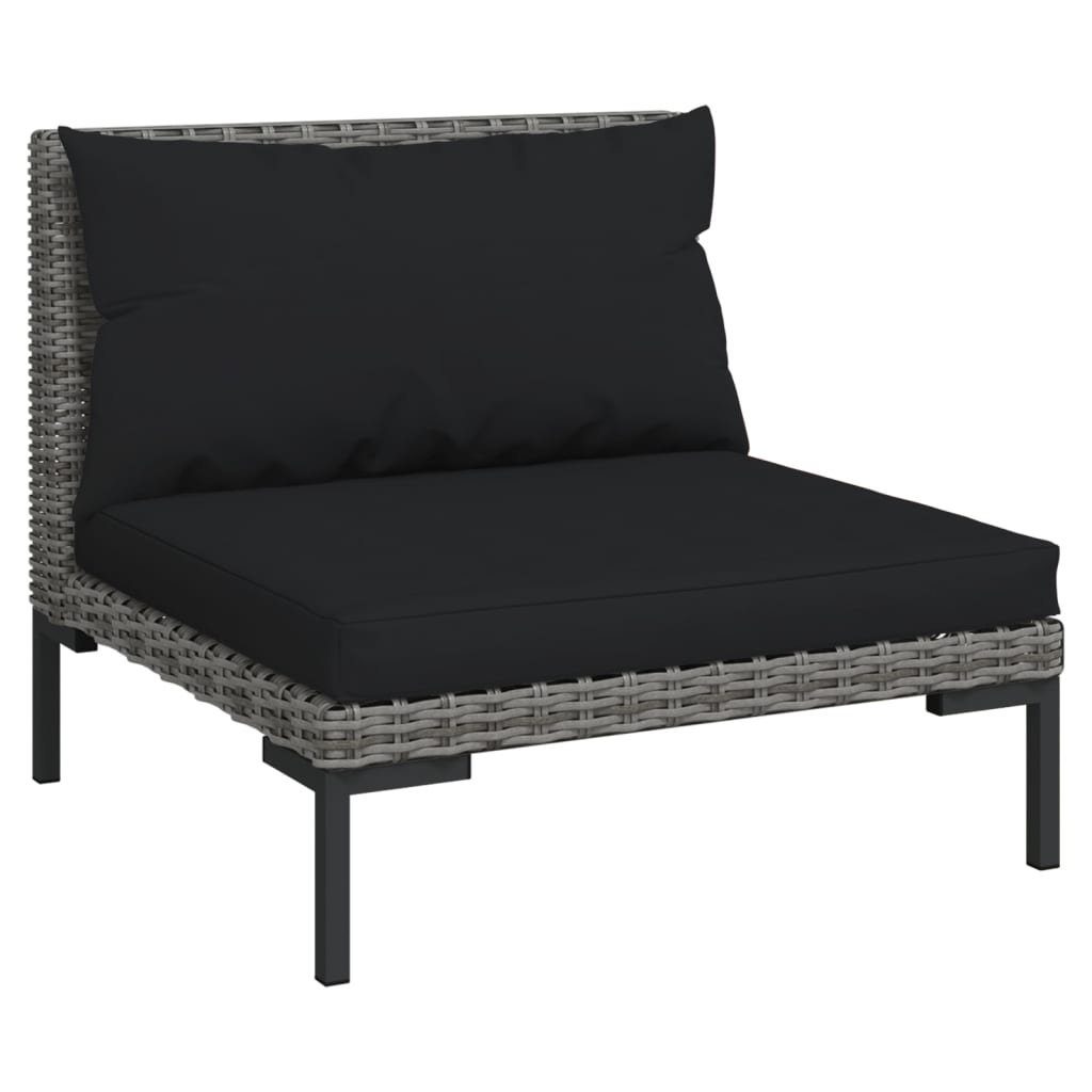 vidaXL Gartenlounge-Set 5-tlg. Garten-Lounge-Set mit Kissen Poly Rattan Dunkelgrau, (1-tlg)
