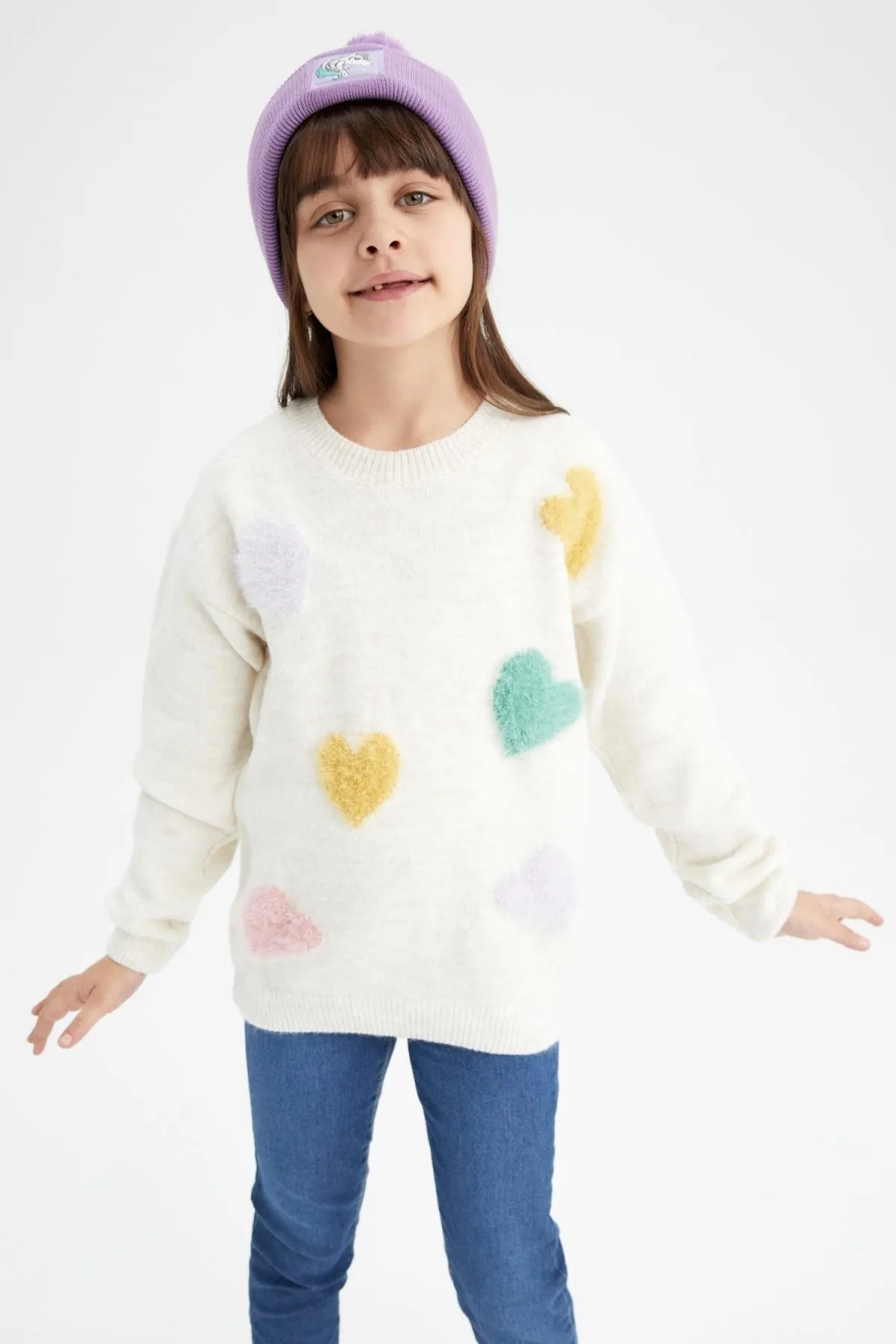 DeFacto  Standard-Fit-Pullover mit Rundhalsausschnitt für Mädchen