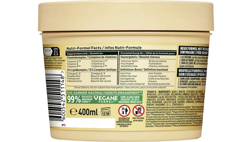 Garnier Fructis Maske Hairfood Kakao Butter 400 ml