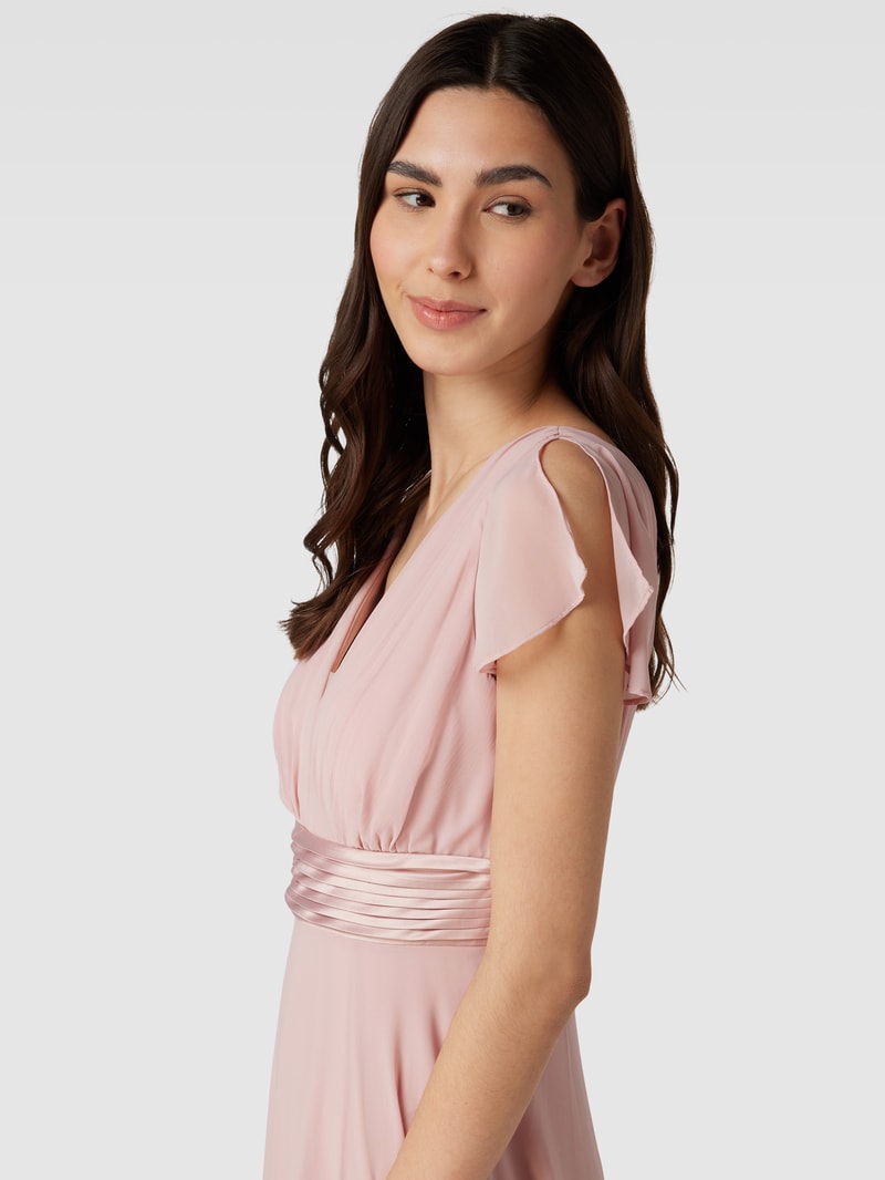 Abendkleid mit Flügelärmeln in hellrosa meliert