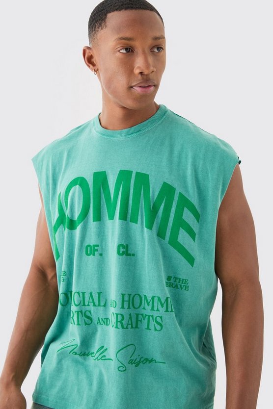 Oversize Tanktop mit Homme-Print