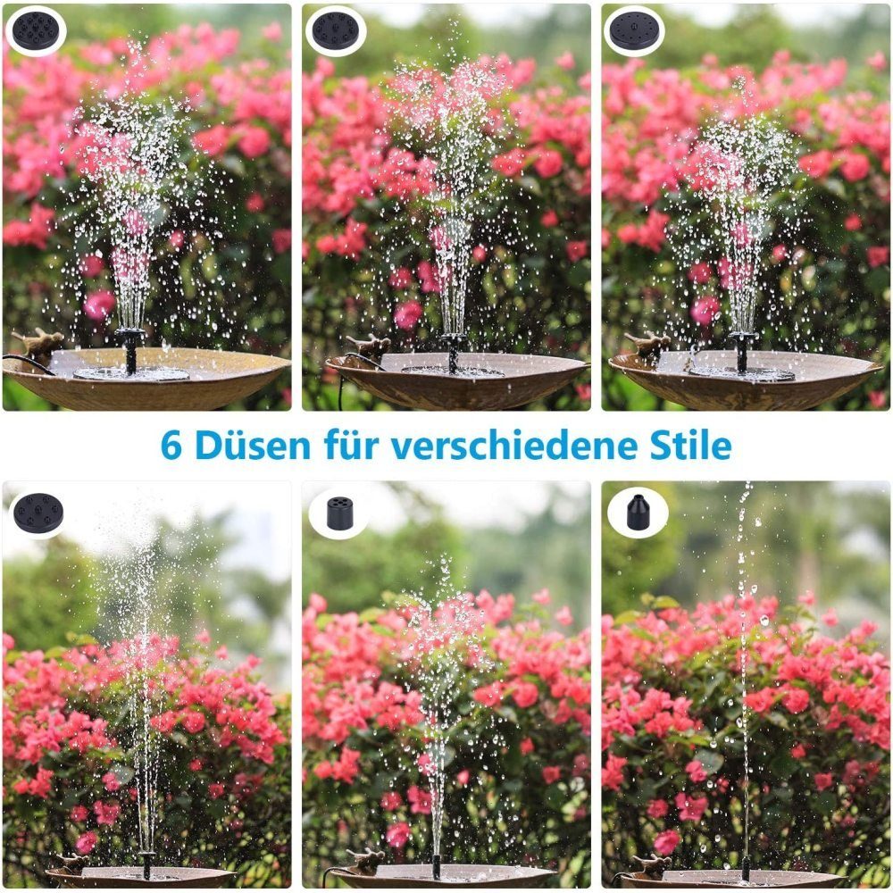 FeelGlad Gartendusche 6W Solarbrunnen, 6 Brunnentypen