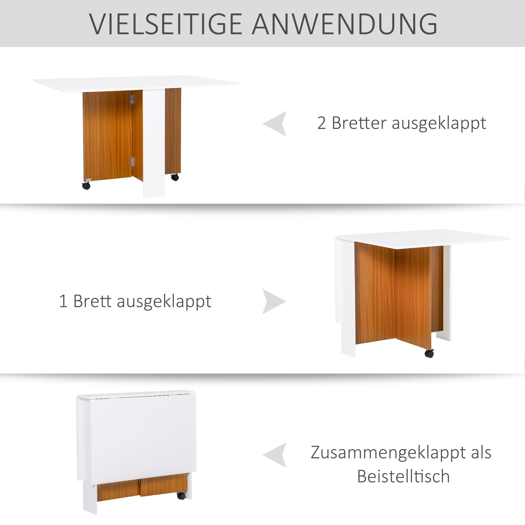 HOMCOM Klapptisch Mobiler Klapptisch