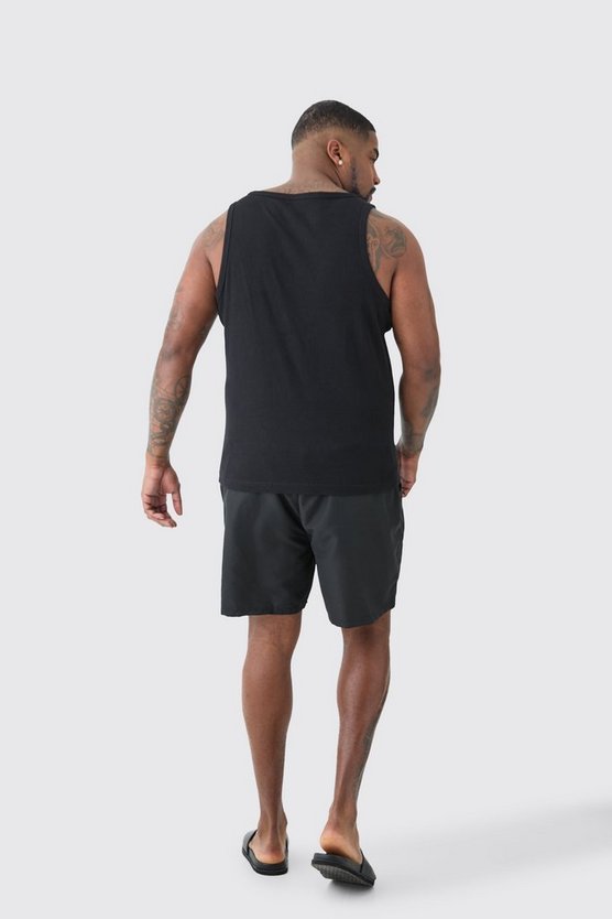 Plus mittellange Badehose mit einfarbigem Print