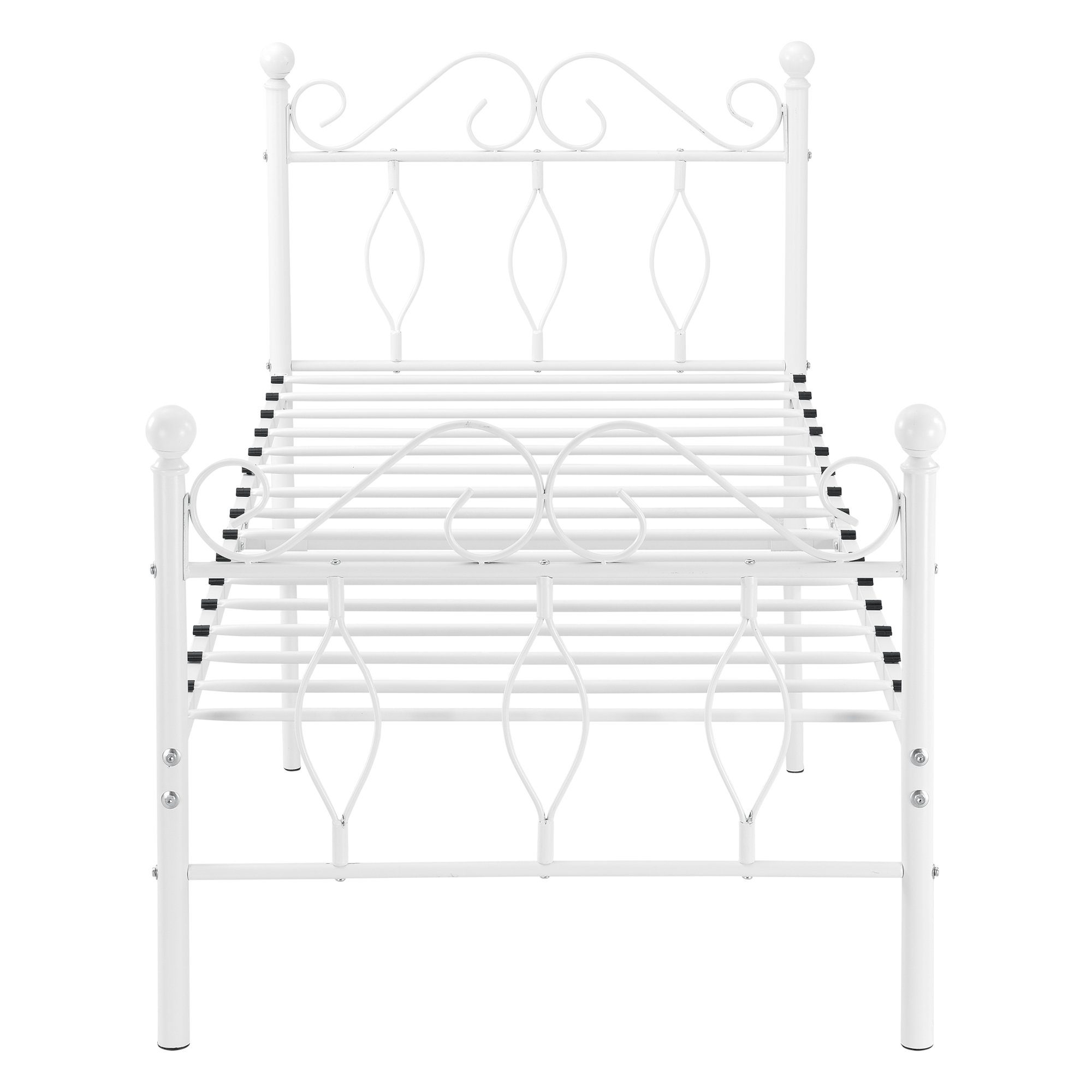 en.casa Metallbett, Apolda Gästebett mit Kaltschaummatratze 90x200 cm Weiß