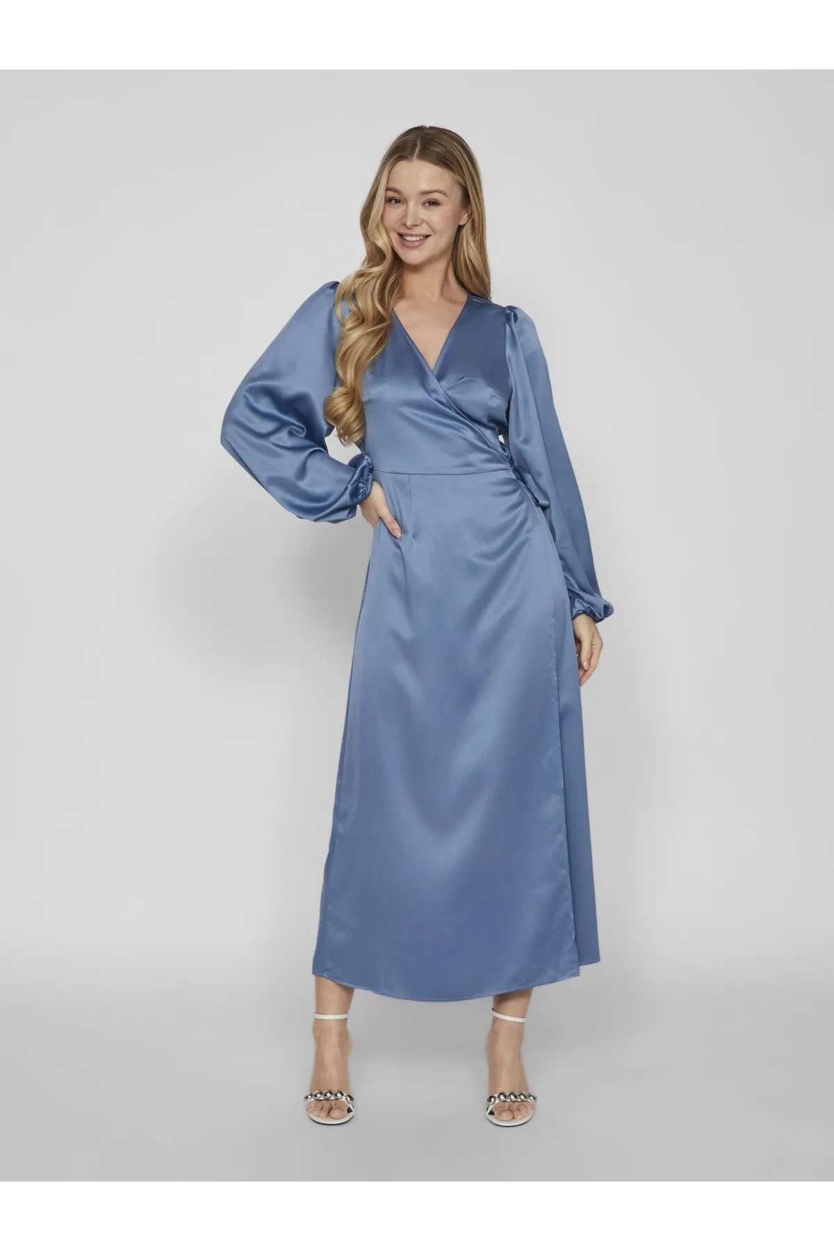 VILA  Wickelkleid Langärmeliges Maxi