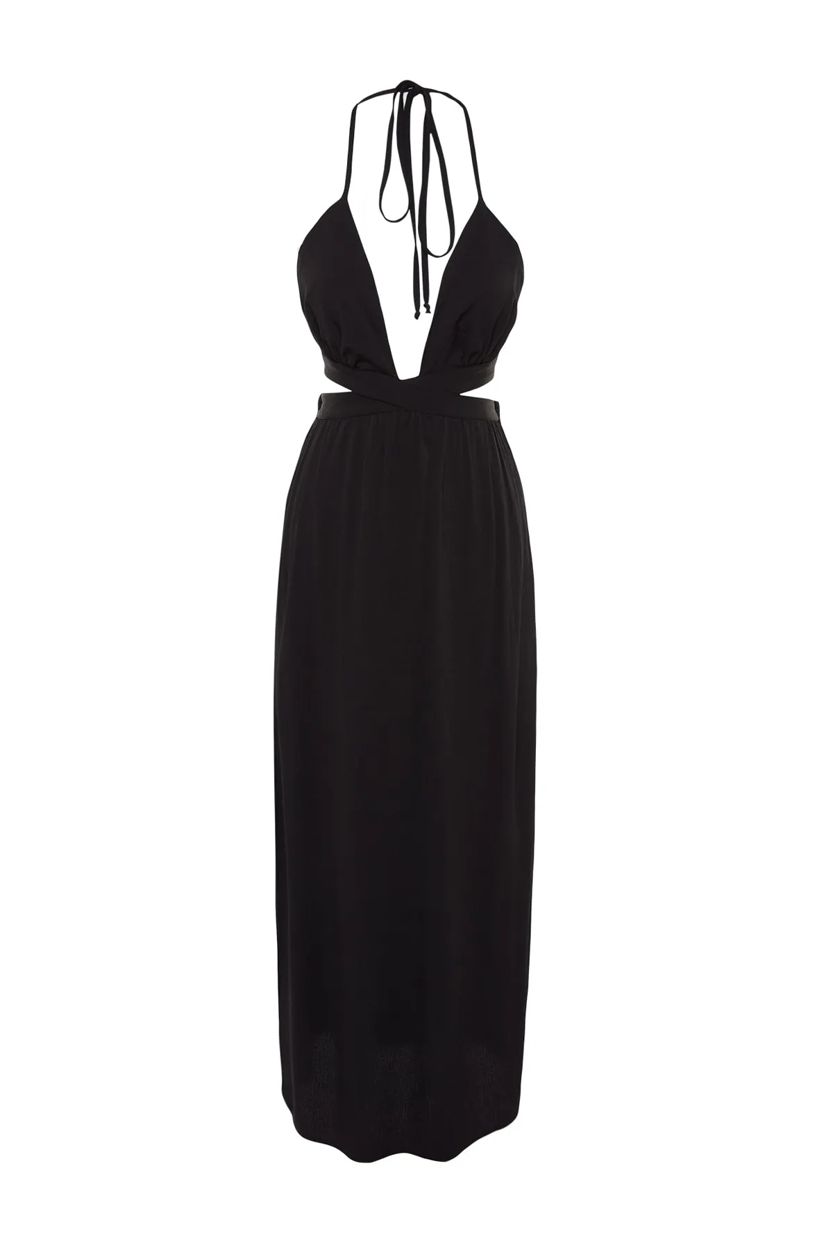 Trendyol Collection  Schwarzes, gewebtes Maxi-Strandkleid mit Cut-Outs und Fenstern TBESS22EL0744