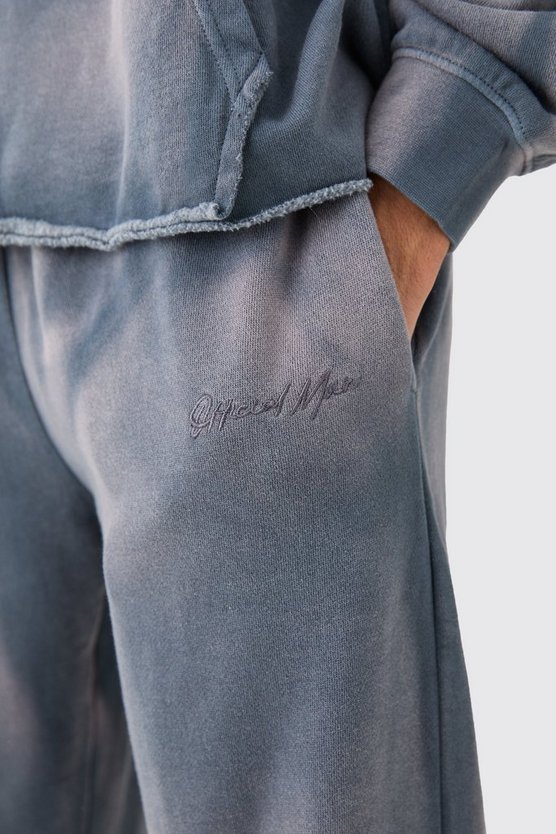 Oversize Jogginghose mit Man-Stickerei und geteiltem Saum