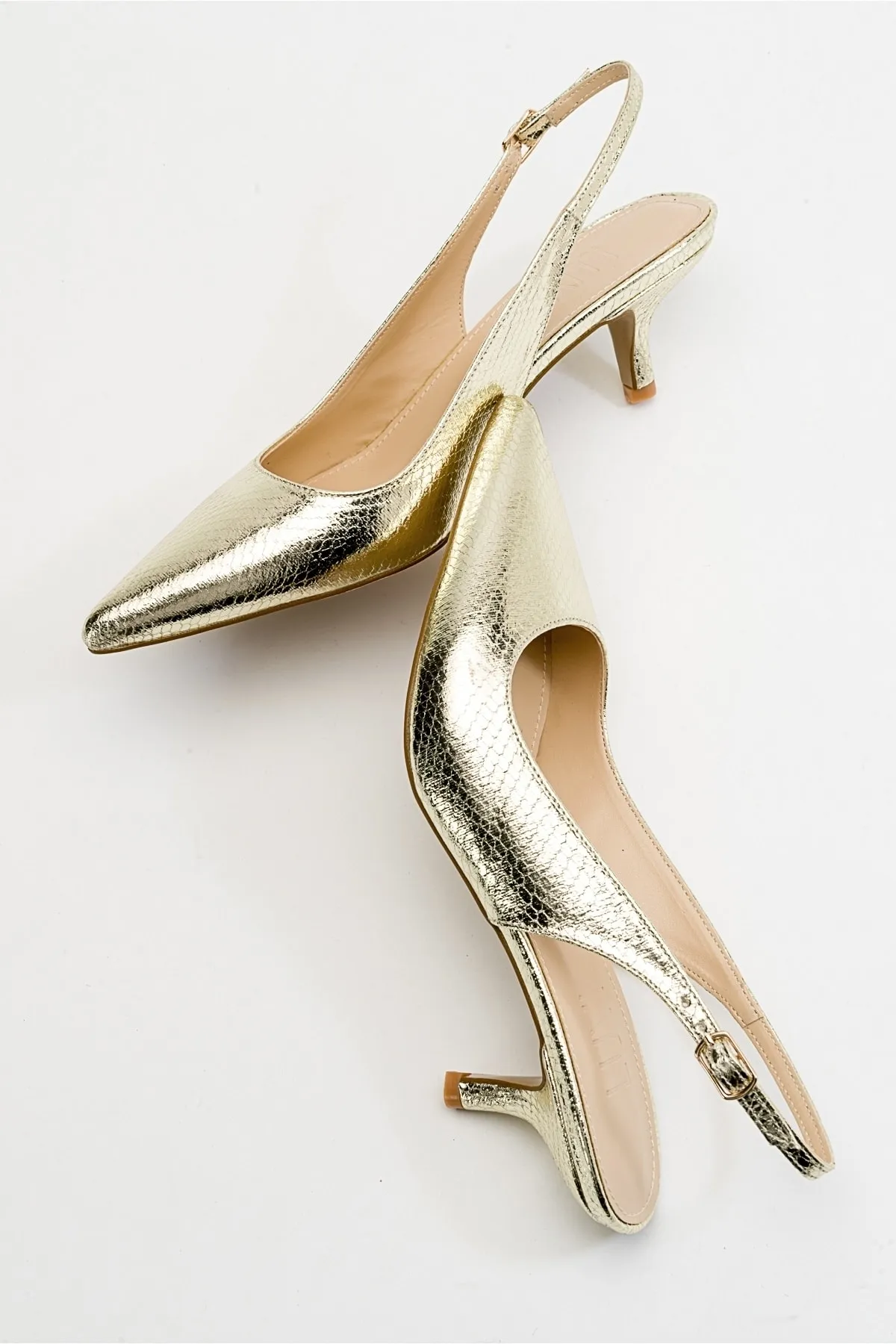 LuviShoes  Value Damen-Schuhe mit Absatz und Goldmuster