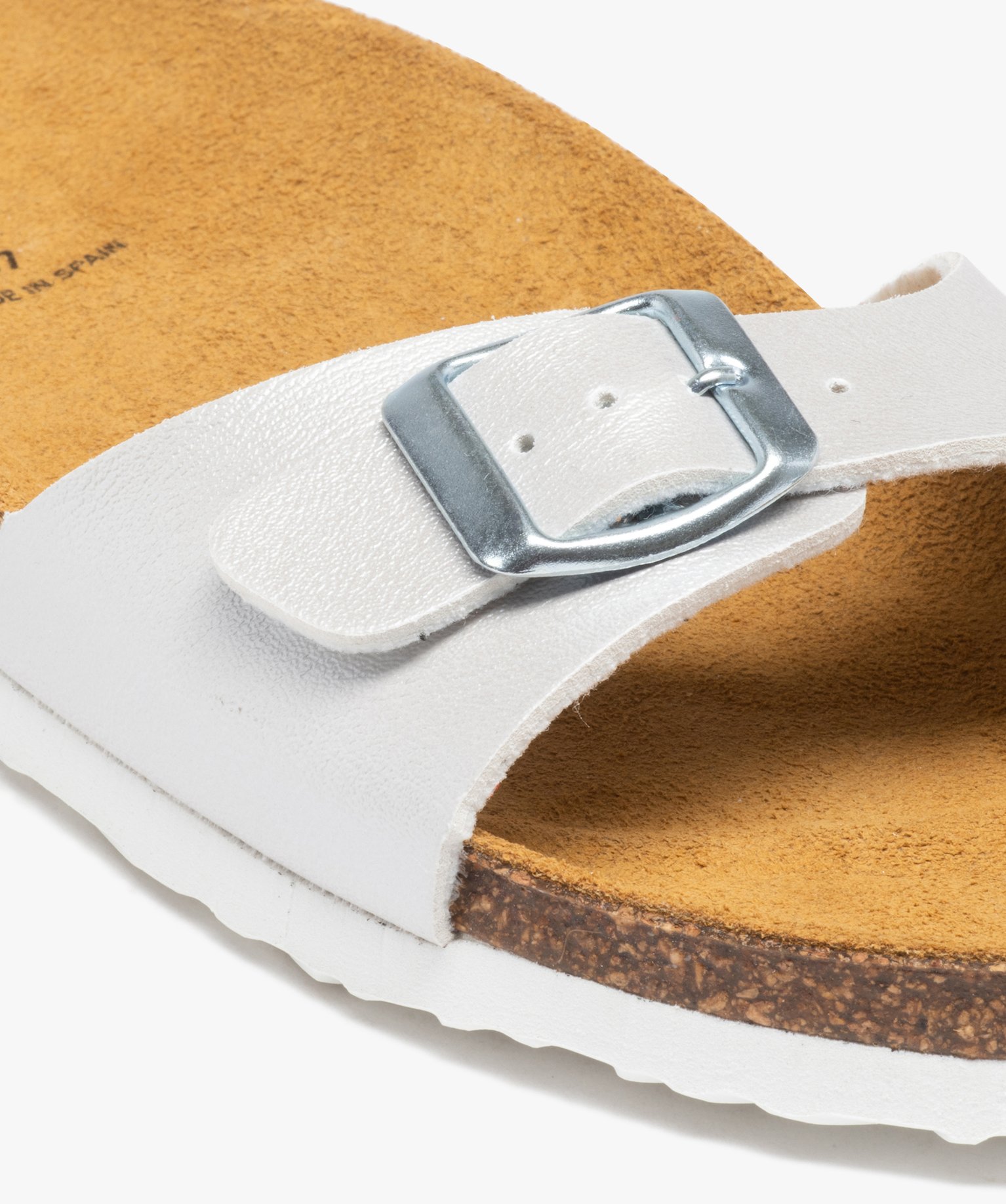Mules femme à talon plat et large bride ajustable argent | GEMO
