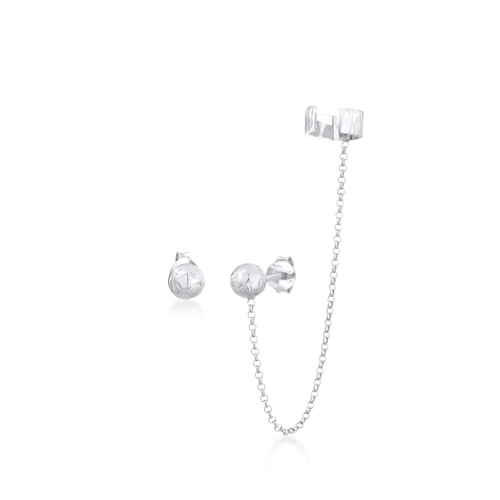 Elli Elli Boucles d'Oreilles Balle Trend Asymétrique Boucles d'Oreilles Femme - Argent Boucles d'oreilles