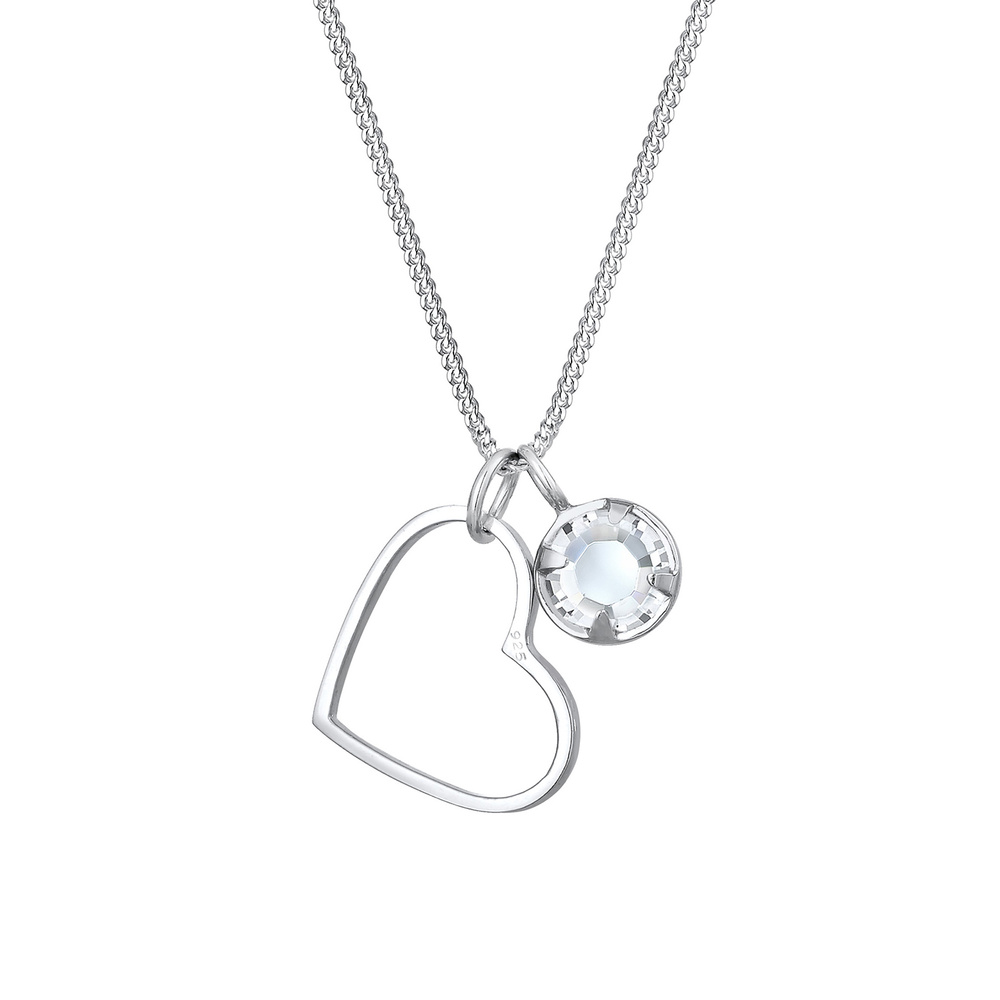 Elli Elli Collier Pendentif Coeur Découpe avec des Cristaux Collier Femme - (925/1000) collier
