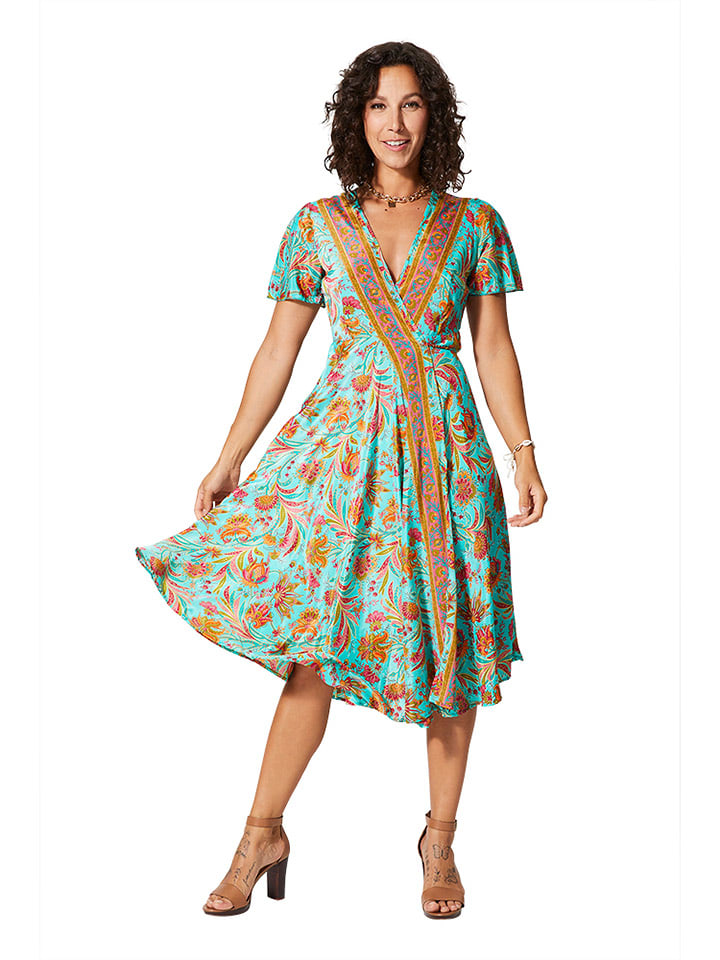 Aller Simplement Kleid in Türkis/ Orange günstig kaufen