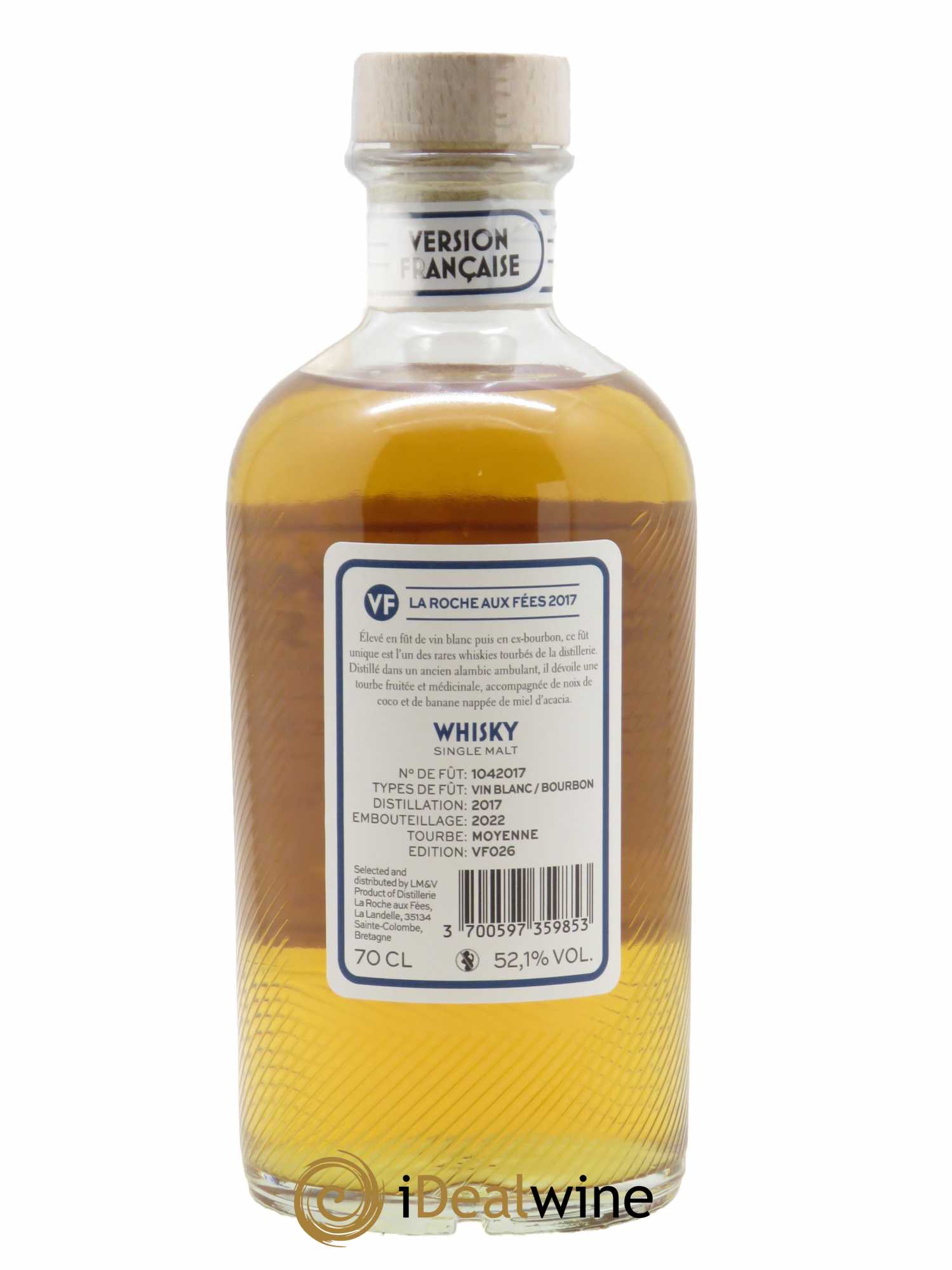 Whisky Version Française - La Roche aux Fées Antipodes Vin Blanc Liquoreux et Bourbon (70cl) 2017 - Lot de 1 Bouteille
