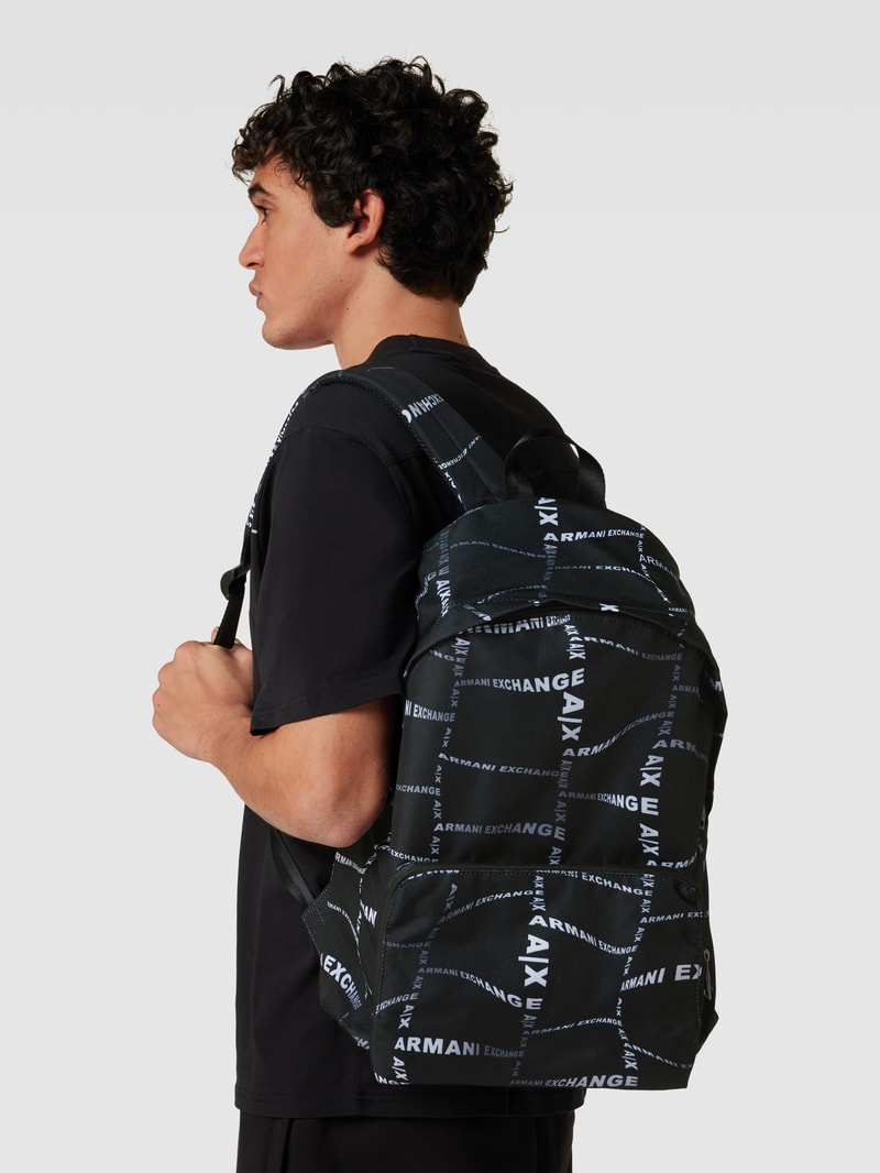 Rucksack mit Allover-Muster Modell 'AOP' in schwarz
