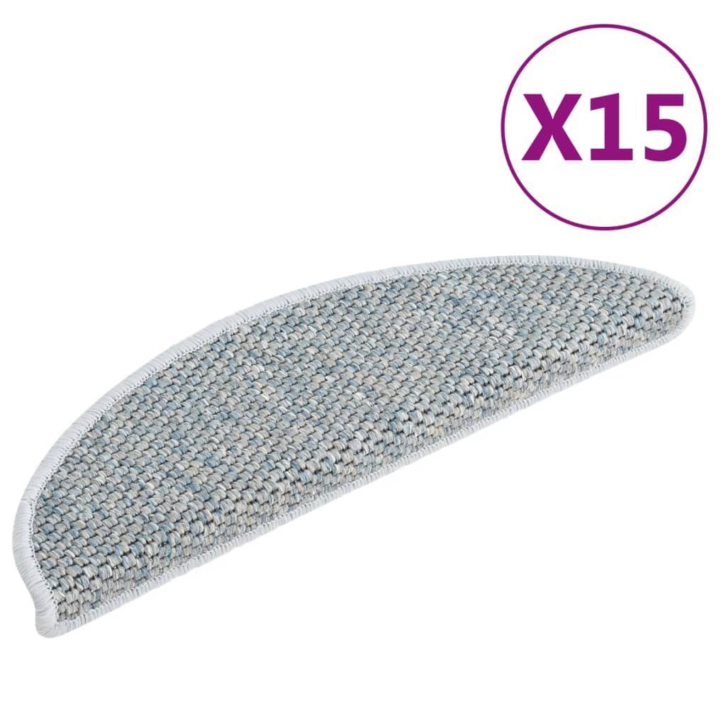Stufenmatte Treppenmatten Selbstklebend Sisal-Optik 15 Stk. 56x17x3cm Blau, vidaXL, Rechteckig, Höhe: 0.53 mm