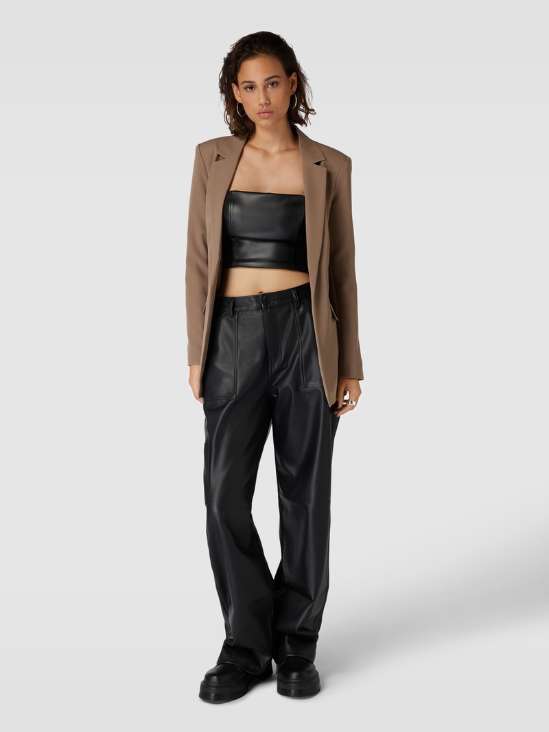 Cropped Bandeau-Top in Leder-Optik in schwarz