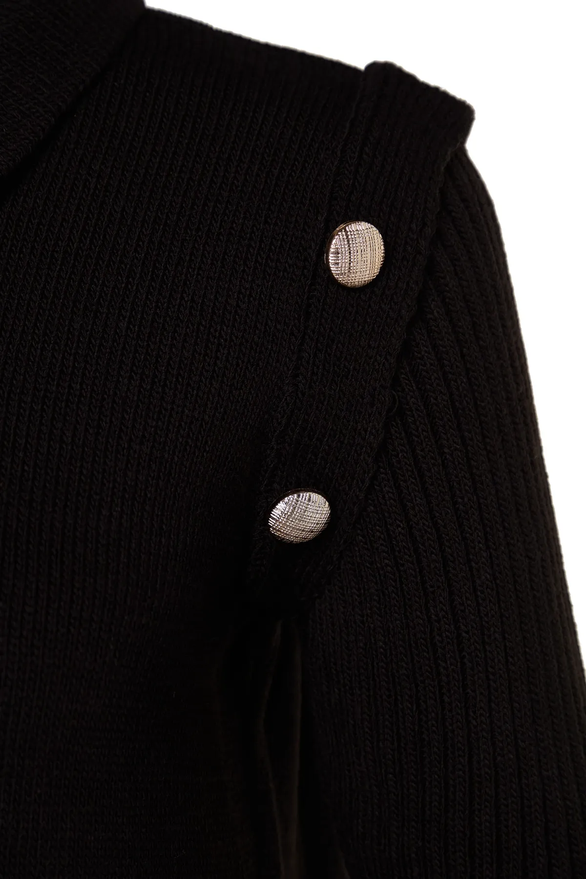 Trendyol Modest  Schwarzes, langärmliges Strickkleid mit normalem Schnitt TCTAW24EB00031