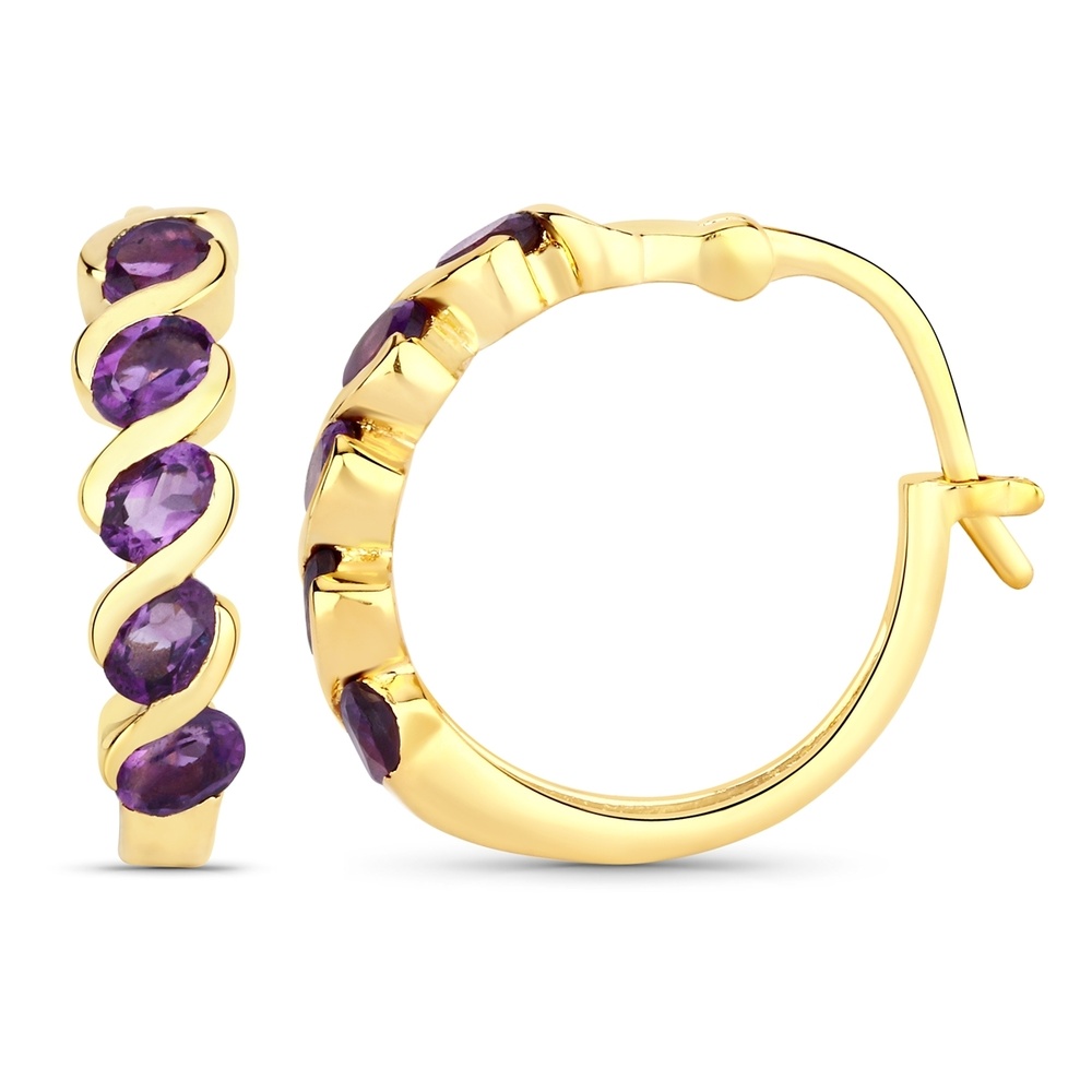 Rafaela Donata Boucles doreilles Argent sterling Améthyste en Or jaune Bijoux