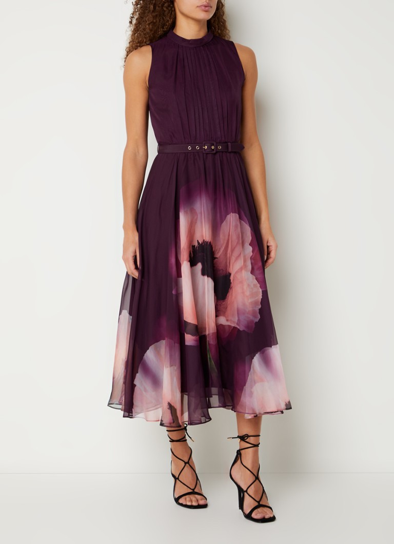 Abito midi Phase Eight Bethany con cintura e stampa floreale