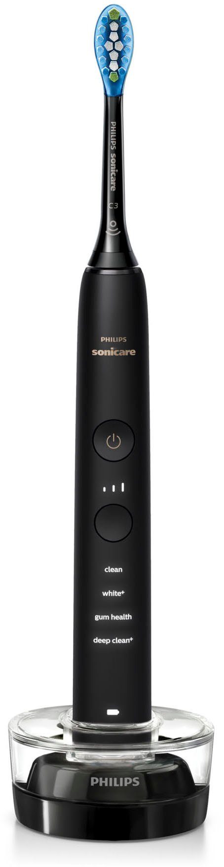Philips Sonicare Elektrische Zahnbürste HX9914/54, Aufsteckbürsten: 2 St., DiamondClean Premium Schallzahnbürste, Doppelpack inkl. Ladeglas
