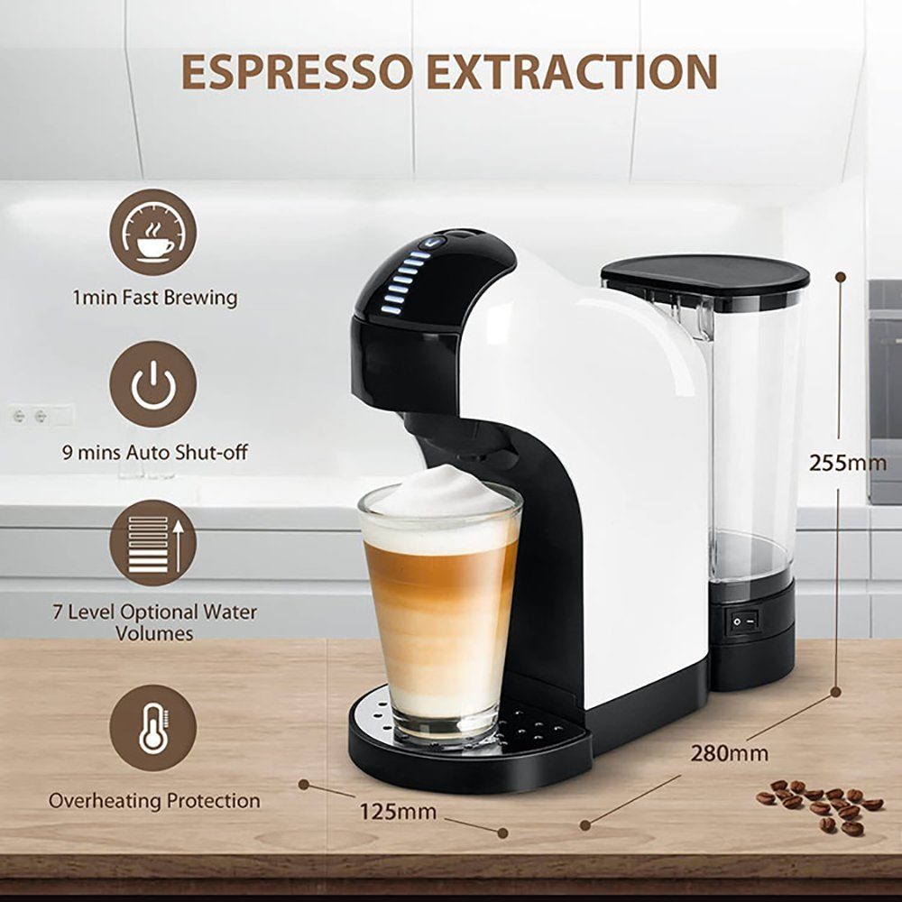 KREATE Kapselmaschine Dolce Gusto Kapselmaschine, Automatische Espresso-Kapselmaschine, Dolce Gusto, Nespresso and Ground Coffee Beans, mit Digitaler Touch-Steuerung, 20 bar, Timer-Standby