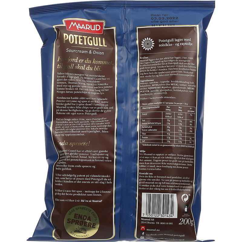 Maarud Potetgull 200 g Sourcream & onion Maarud