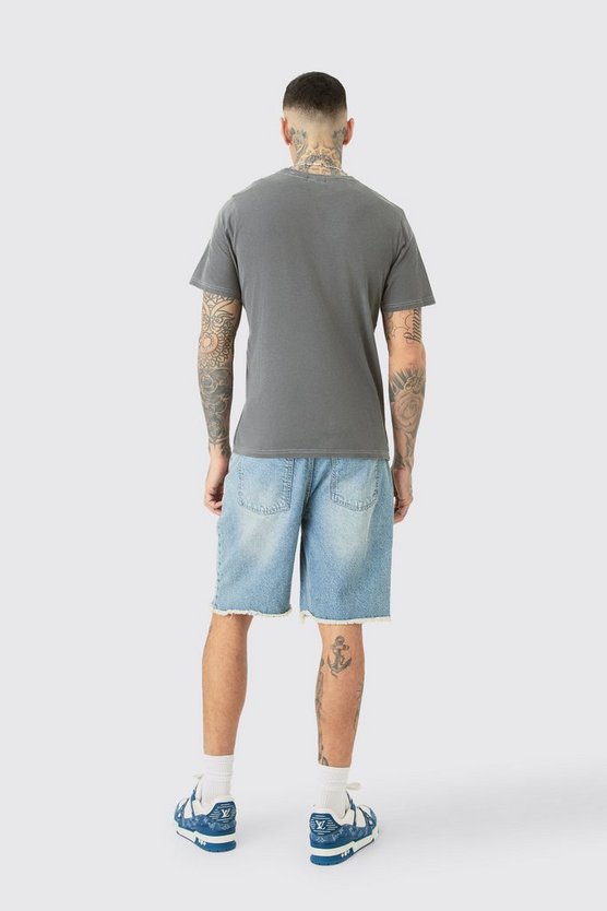 Tall T-Shirt mit Pour Homme Print und Acid-Waschung
