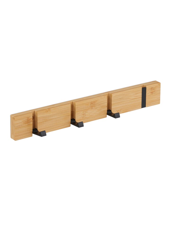 relaxdays Garderobenleiste in Natur/ Schwarz - (B)40 x (H)5,5 x (T)5 cm günstig kaufen onesize