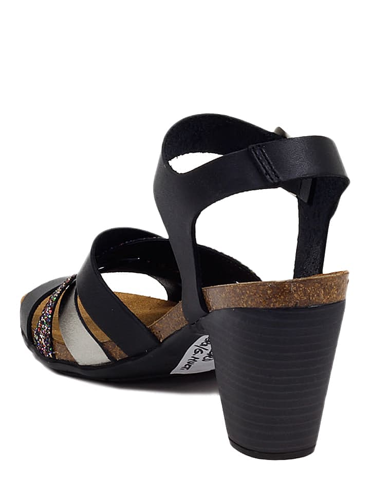 Abril Flowers Leder-Sandaletten in Schwarz günstig kaufen 38