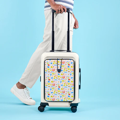 JFK 4-wheel hard-shell suitcase, AMS beige pouch