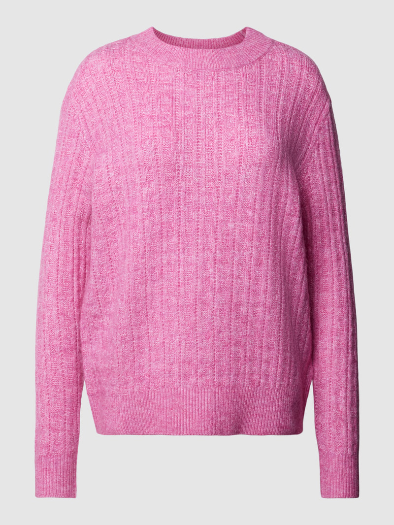 Oversized Strickpullover mit Rundhalsausschnitt in pink