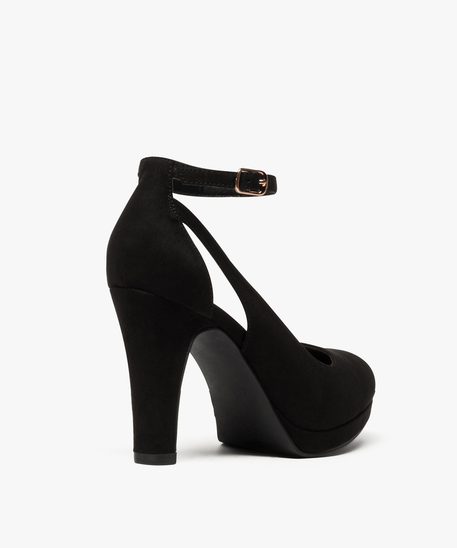 Escarpins femme unis à semelle plateforme et bride cheville noir | GEMO