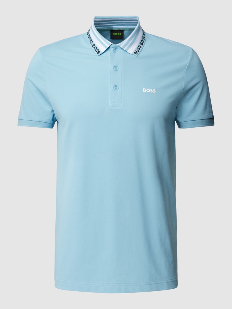 Poloshirt mit Label-Details Modell 'Paule' in hellblau