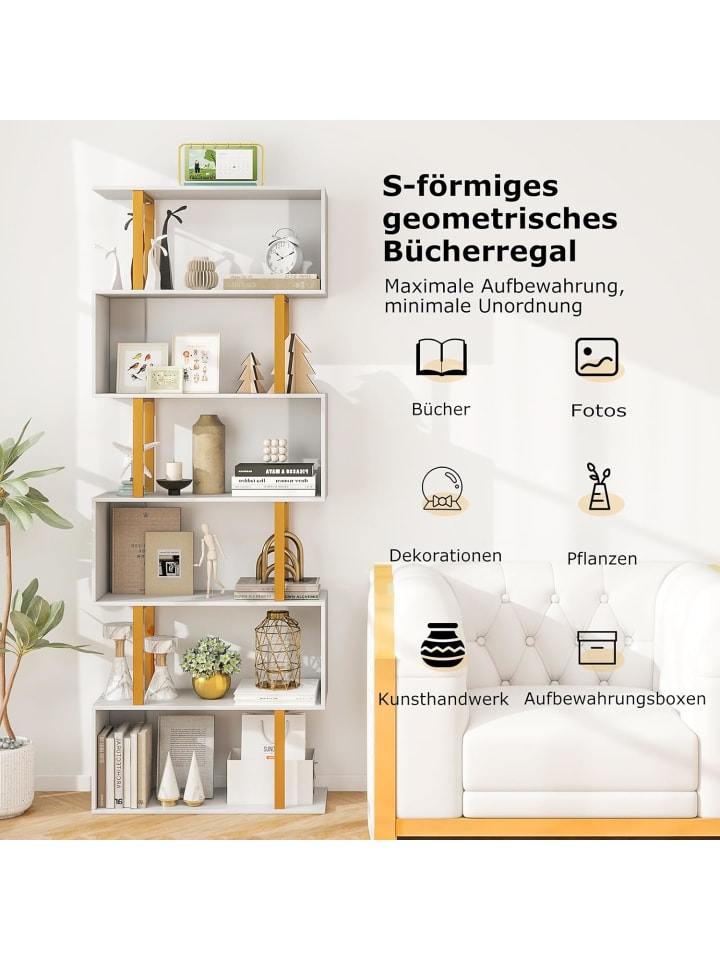 COSTWAY Standregal 6 Ebenen 70x24x189cm in Weiß günstig kaufen onesize