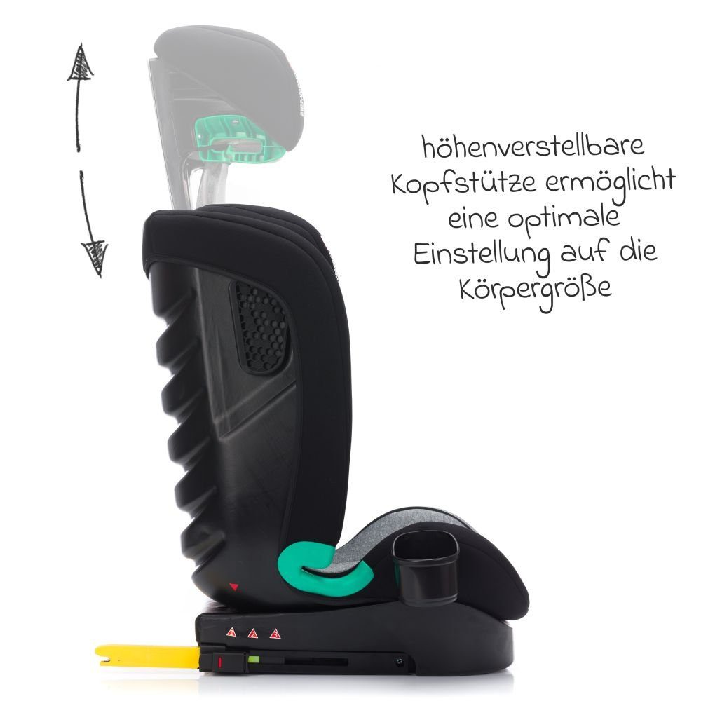 Fillikid Autokindersitz Elli Pro i-Size - Grau, bis: 36 kg, Kinder Autositz ab 3 Jahre - 12 Jahre (100 cm - 150 cm) mit Isofix