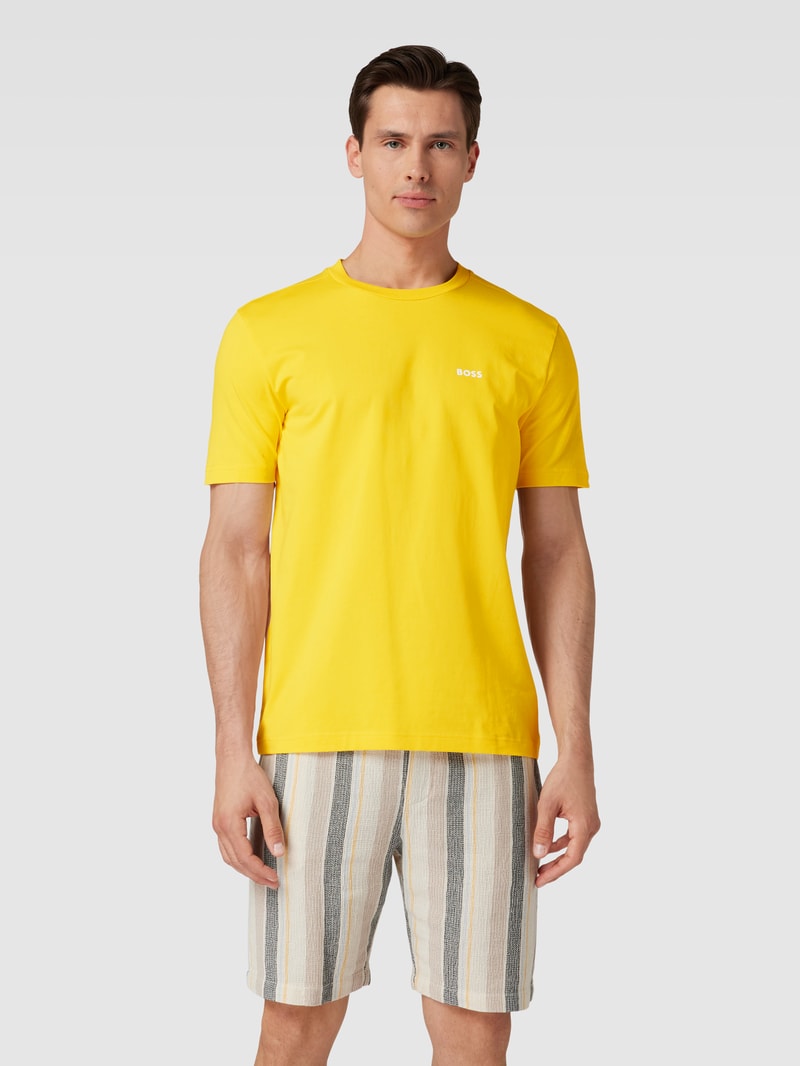 T-Shirt mit Label-Print in gelb