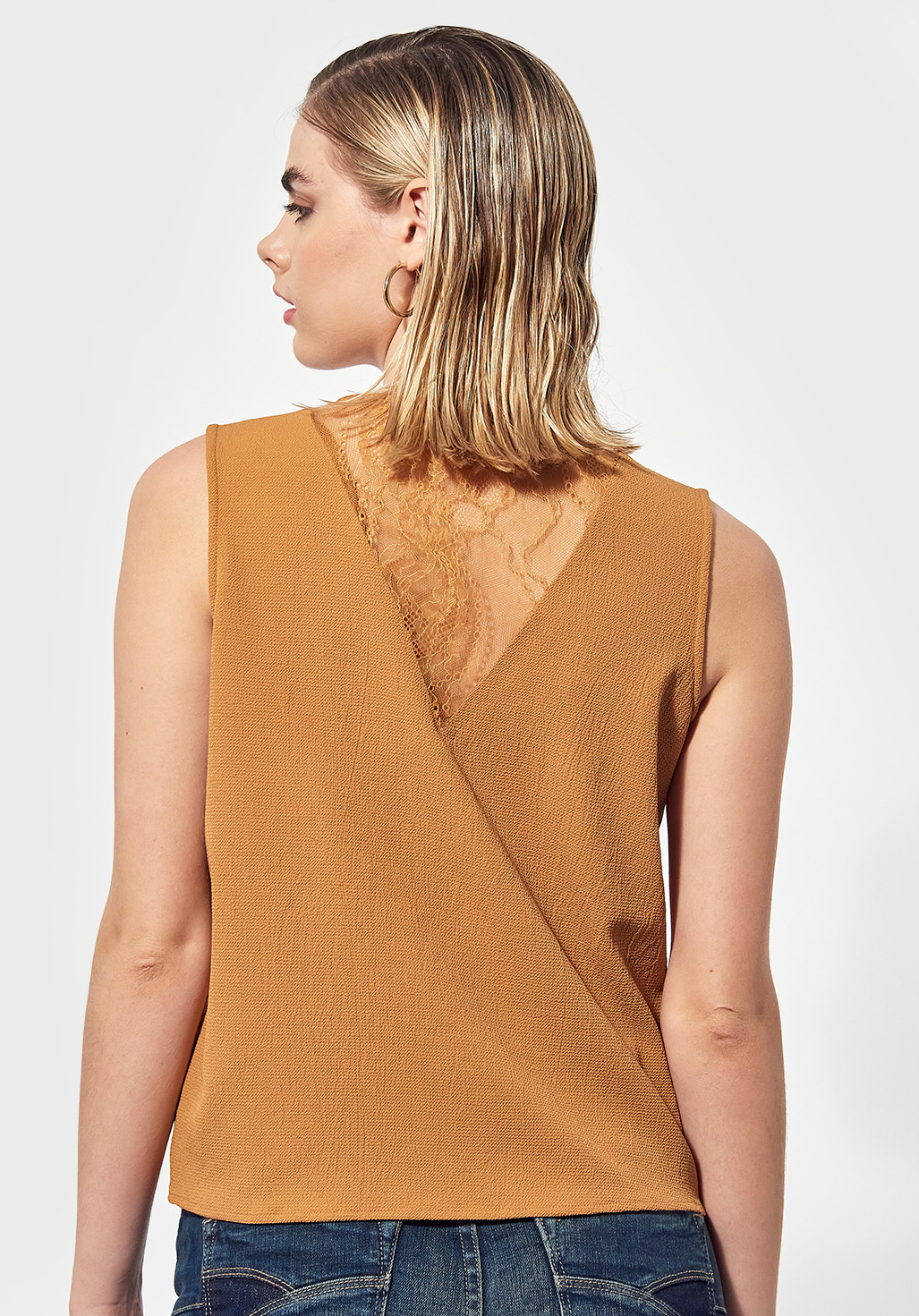 JAZZ  Blouse régular marron Femme avec dentelle