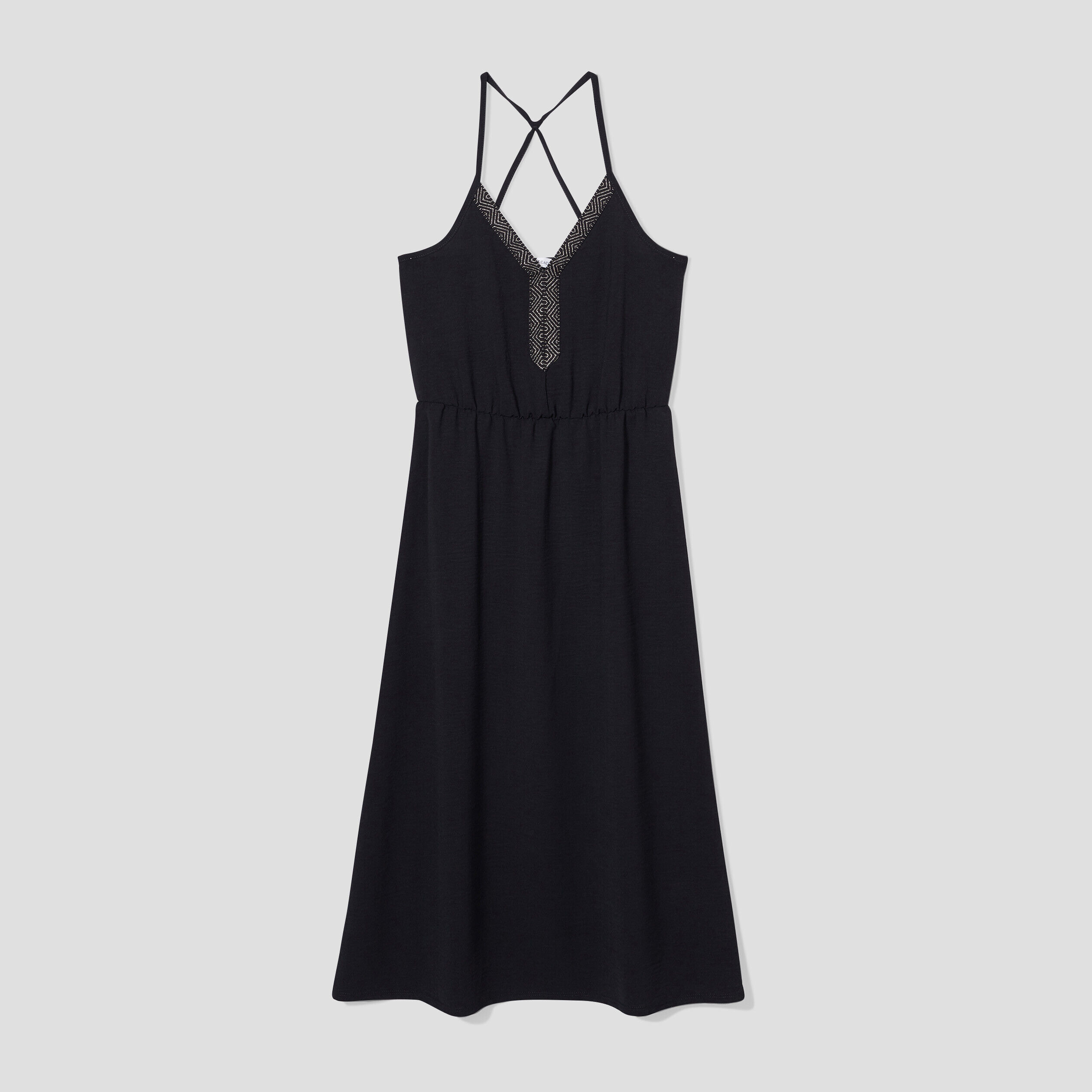 Robe longue évasée noir femme | Cache Cache
