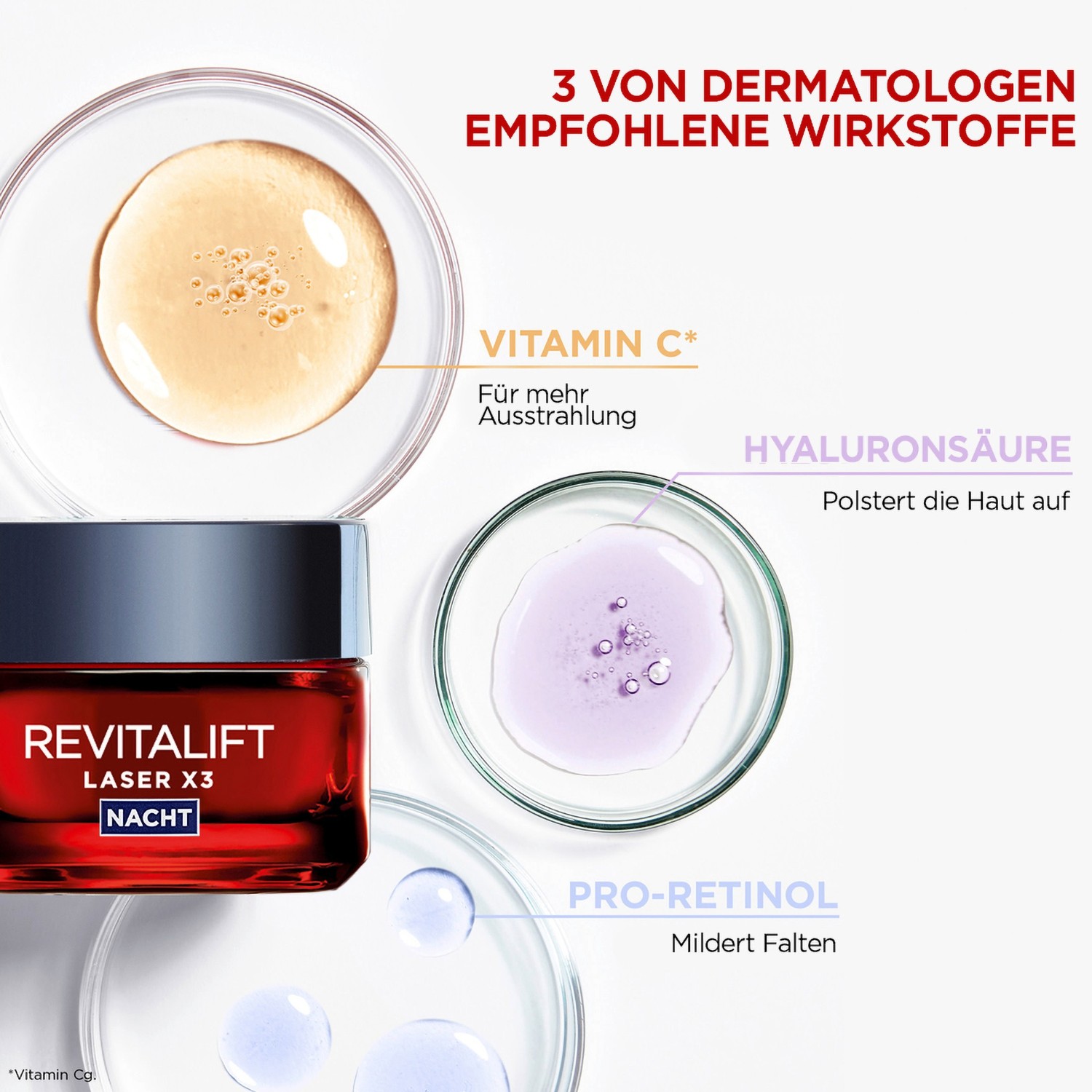 Laser X3 Dreifach-Power Anti-Age Nachtpflege mit Pro-Retinol + Hyaluronsäure + Vitamin C