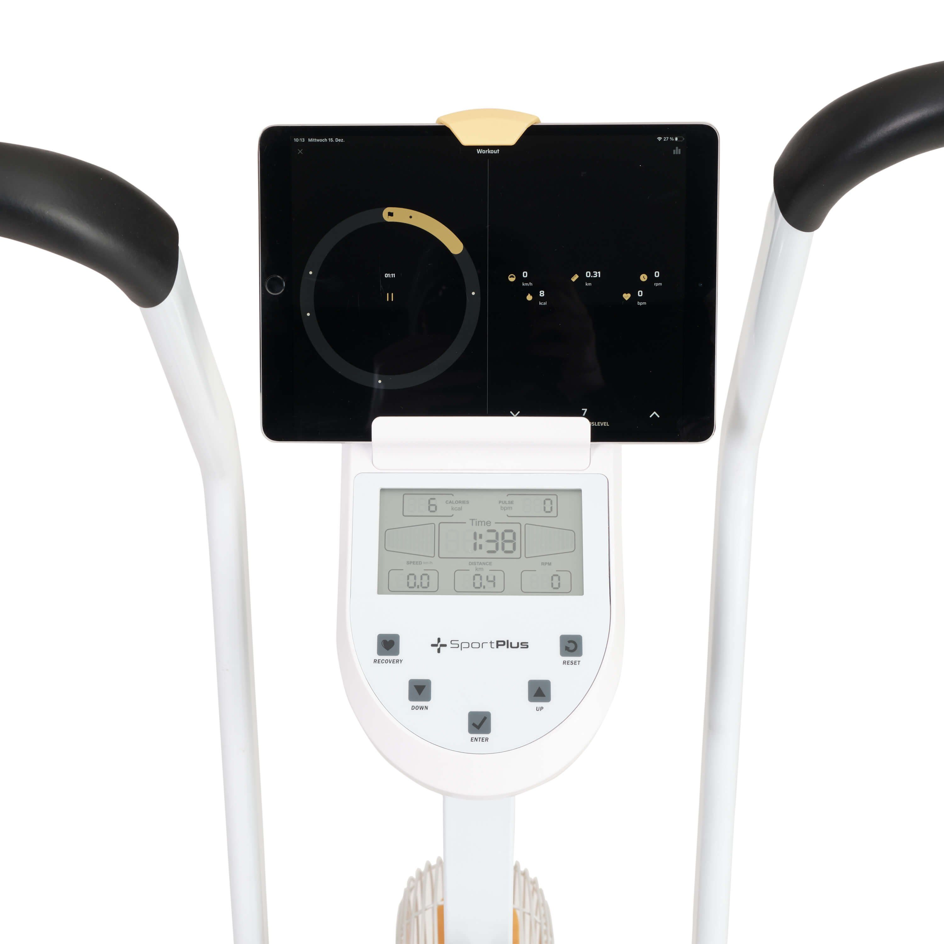SportPlus Heimtrainer SP-FB-2100-W-iE, Profi Air Bike, Luftwiderstand, Heimtrainer für HIIT, SP-FB-2100-W-iE