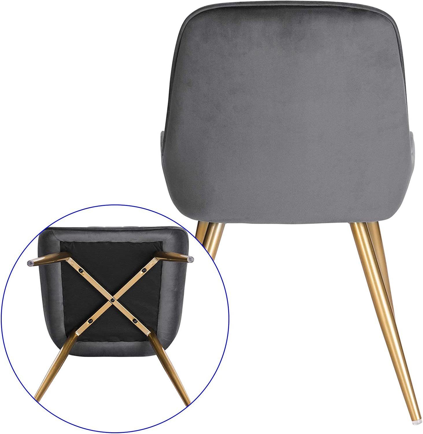 EUGAD Esszimmerstuhl (2 St), Retro, Sitzfläche aus Samt, mit Metallbeine