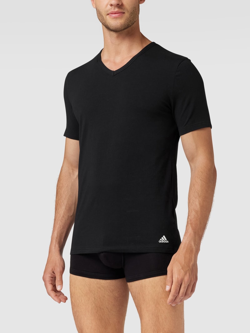 T-Shirt mit Label-Print im 2er-Pack in schwarz