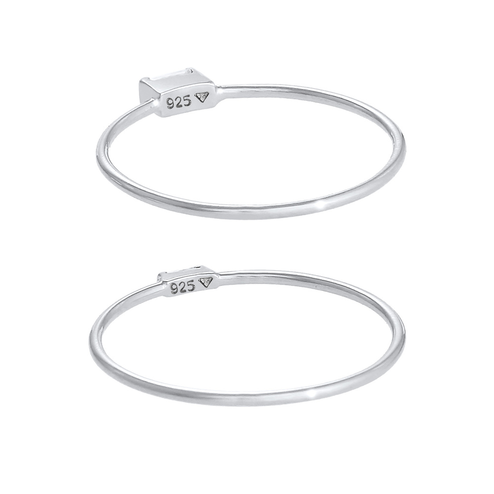 Elli Elli Bague Bague à empiler pour dames en filigrane minimal avec pierres de zircon Bague
