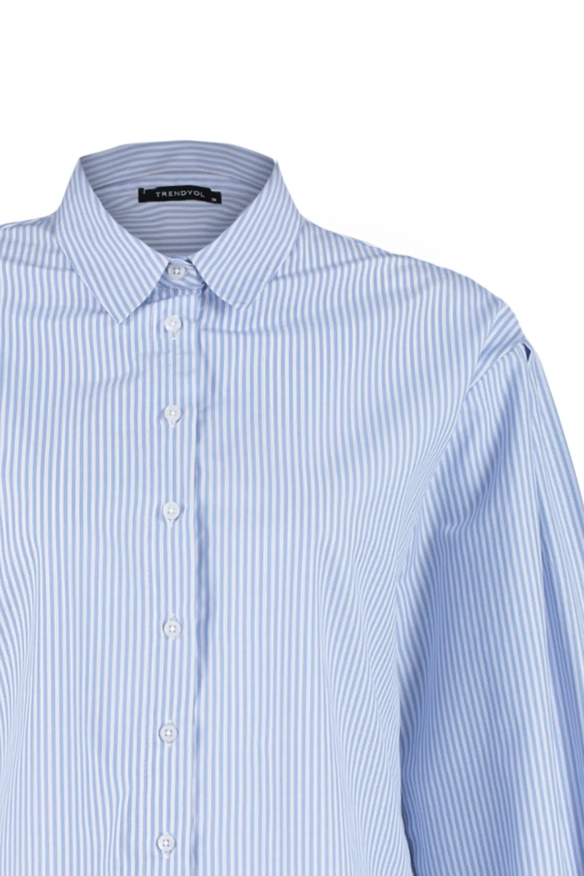 Trendyol Collection  Blau gestreiftes, gewebtes Oversize-/Wide-Fit-Hemd TWOSS23GO00144