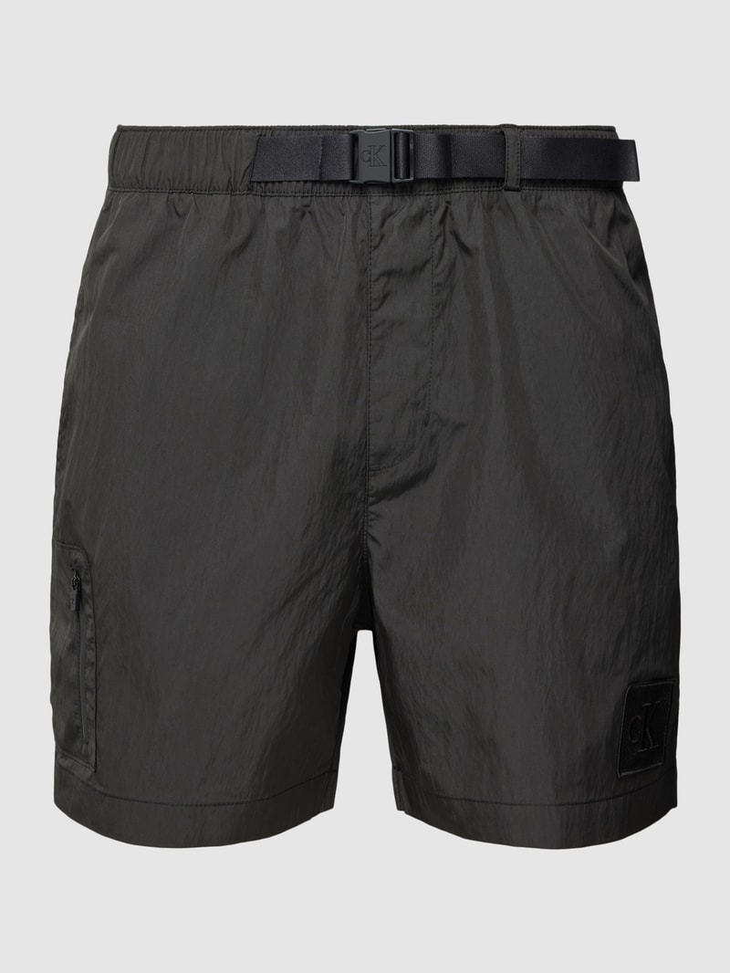 Badehose mit Stoffgürtel in schwarz